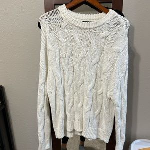Oversized cream cable knit sweater